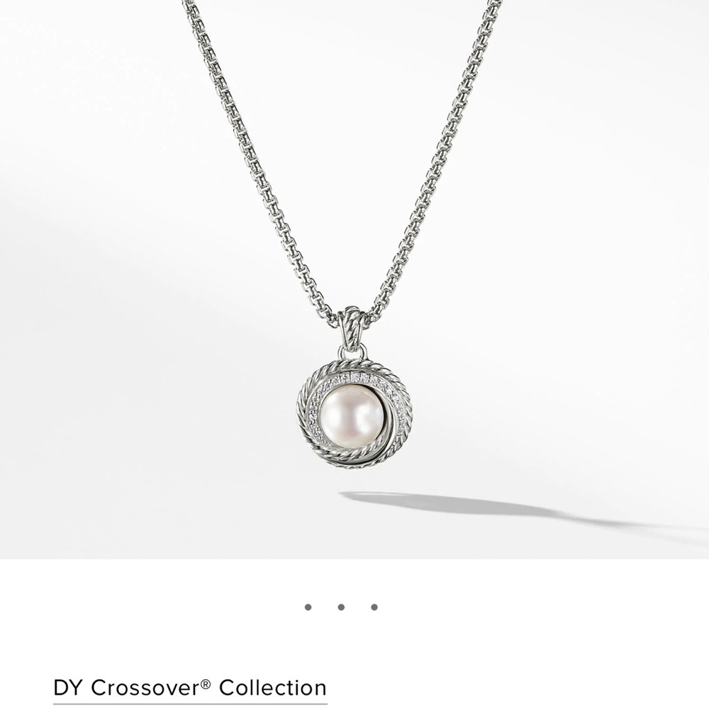 The Crossover Collection Pearl Pendant Necklace with Diamonds